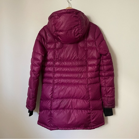 Lole Down Filled Hooded Longline Puffer Coat Jacket Magenta Size Medium - Picture 5 of 6
